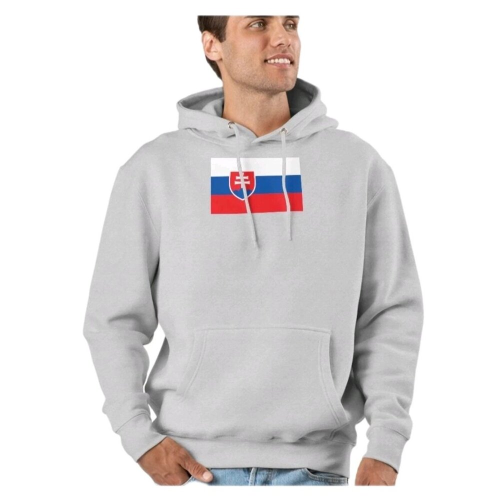 James & Nicholson Flag of Slovakia Classic Gray Pullover Hoodie Sweatshirt Large